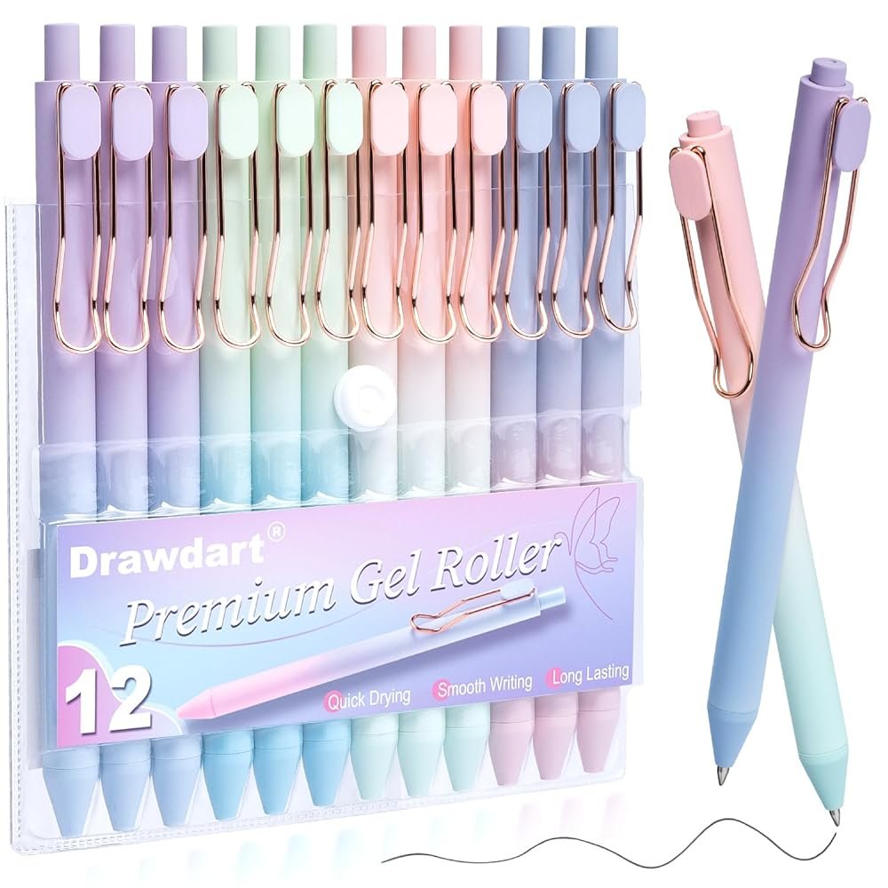 Drawdart Gel Pens Smooth Writing, No Bleed, Black Ink