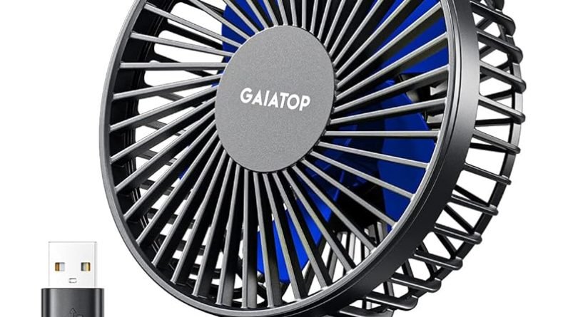 Gaiatop USB Desk Fan, Small But Powerful, Portable Quiet 3 Speeds Wind Desktop Personal Fan, Adjustment Mini Fan Table Fan for Better Cooling, Home Office Car Indoor Outdoor(Blue)