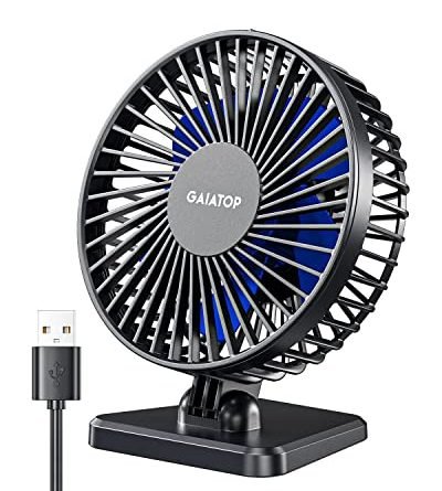 Gaiatop USB Desk Fan, Small But Powerful, Portable Quiet 3 Speeds Wind Desktop Personal Fan, Adjustment Mini Fan Table Fan for Better Cooling, Home Office Car Indoor Outdoor(Blue)