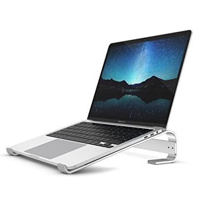 KOSONE Laptop Stand, Ergonomic Laptops Riser for Desk - Computer Stands Holder for All 10-18 inch Apple MacBook Pro/Air, HP, Dell, Lenovo, Microsoft - Improve Posture and Reduce Neck Strain (Silver)