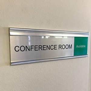 Modern, Satin, Aluminum, Conference Room Slider Nameplate Holder, 8" x 2"