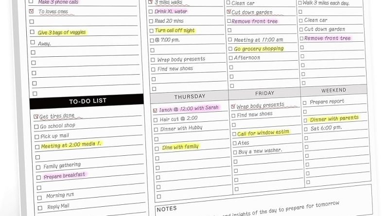 Undated Weekly Planner - Task Planner Tear-Off Pad